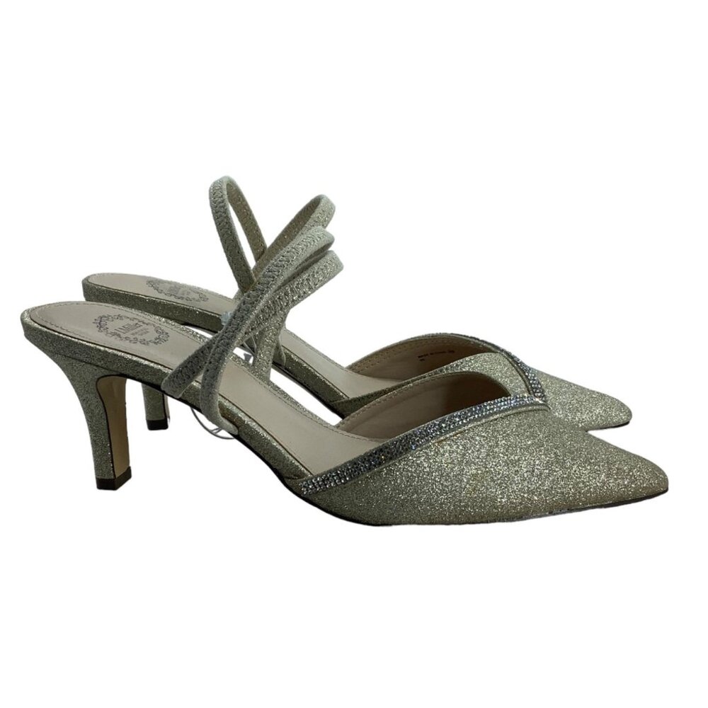 I.Miller Gold Sparkles Strappy Formal Heels Women Size 8 NEW‎ NWT Leather Blend